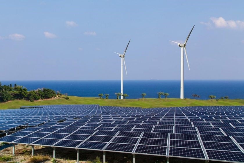 طاقة الرياح - مزرعة للطاقة الشمسية وتوربينات الرياح