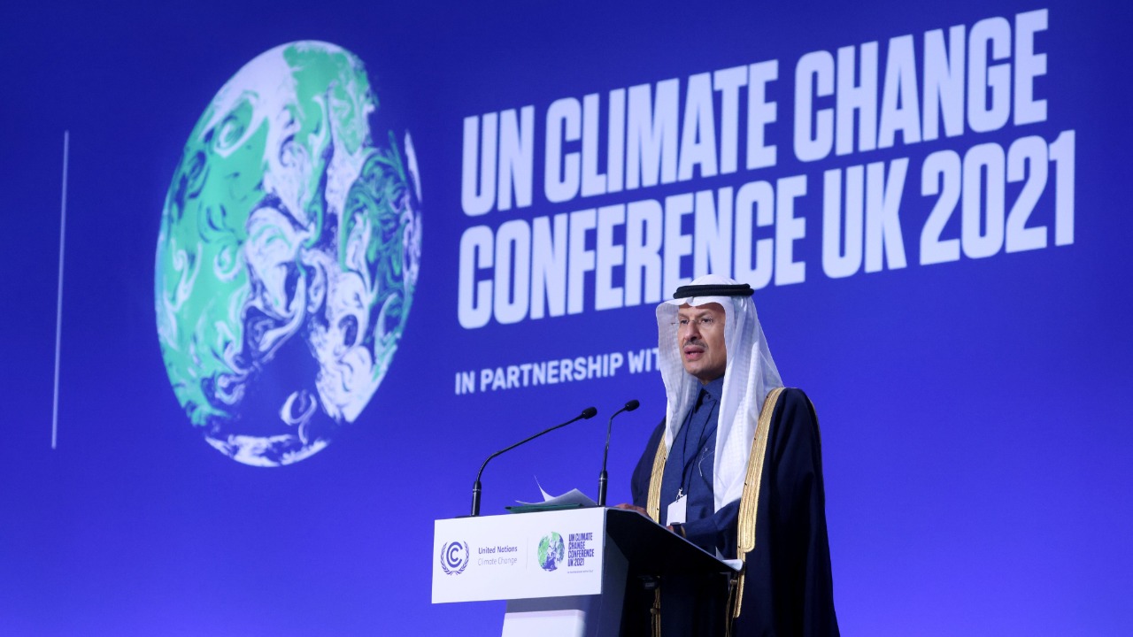 جانب من كلمة وزير الطاقة السعودي الأمير عبدالعزيز بن سلمان في قمة المناخ كوب 26