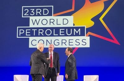وزير البترول المصري خلال مشاركته بمؤتمر النفط العالمي
