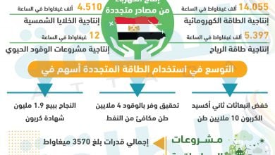 Photo of الطاقة المتجددة في مصر 2021.. إنجازات نحو كهرباء نظيفة (إنفوغرافيك)