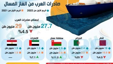 Photo of لماذا تراجعت صادرات الغاز المسال للدول العربية رغم إغراء الأسعار؟ (إنفوغرافيك)