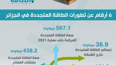 Photo of الطاقة المتجددة في الجزائر.. 6 أرقام عن أبرز التطورات (إنفوغرافيك)