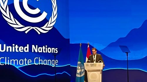 أمين منتدى الدول المصدرة للغاز، الجزائري محمد هامل أثناء كلمته في قمة المناخ كوب 27