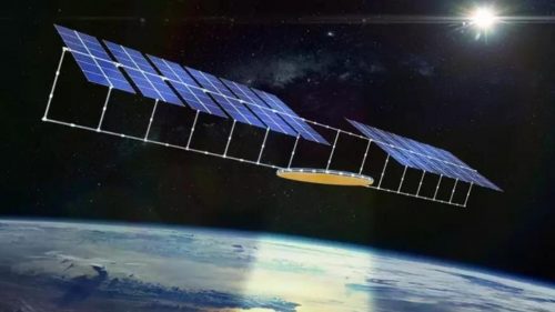 Solar panels on a satellite