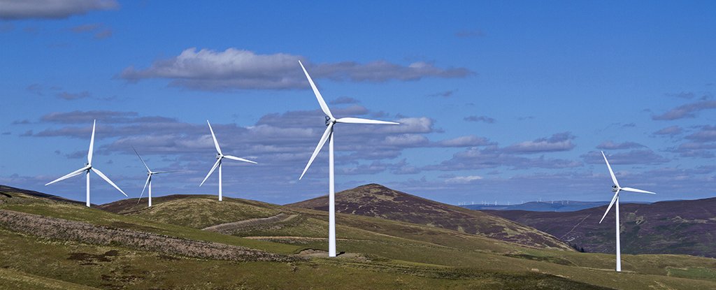 إحدى مزارع طاقة الرياح البرية في إسكتلندا