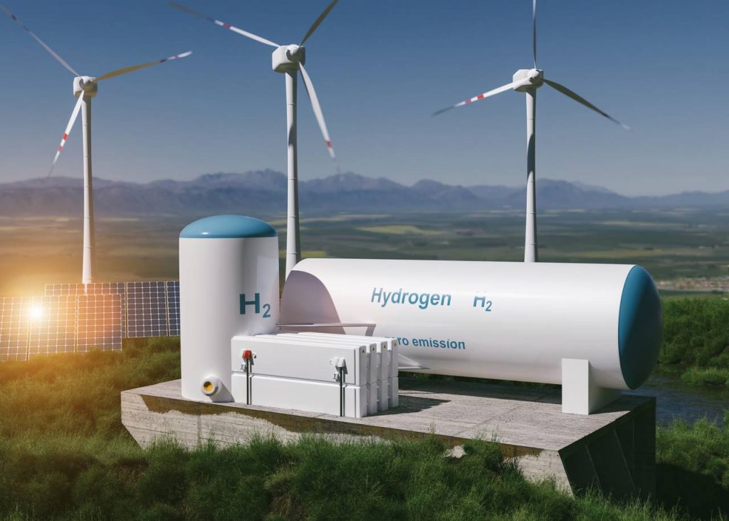 محطة لإنتاج الهيدروجين الأخضر إلى جوار مزرعة رياح وألواح شمسية