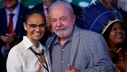 وزيرة البيئة البرازيلية مارينا سيلفا مع رئيس البلاد دا سيلفا