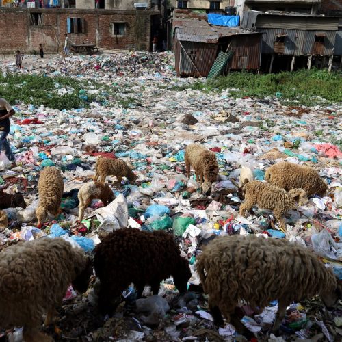 جانب من التلوث البلاستيكي في العاصمة البنغالية دكا 