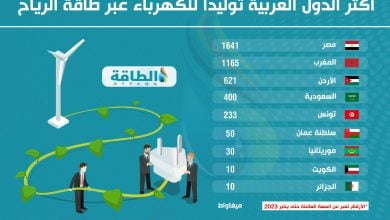 Photo of أكثر الدول العربية توليدًا للكهرباء من طاقة الرياح.. مصر والمغرب يتصدران (إنفوغرافيك)