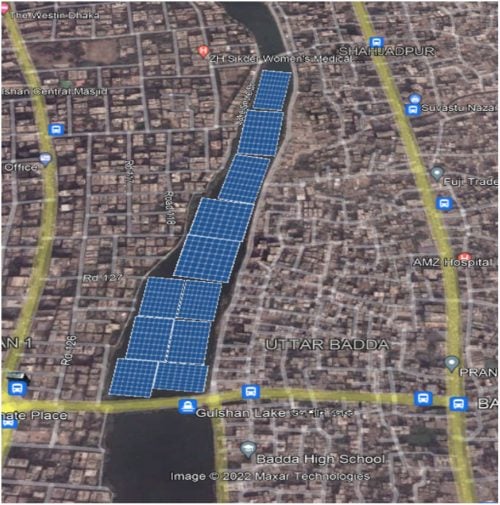 مخطط إحدى المحطات الشمسية العائمة في بنغلاديش