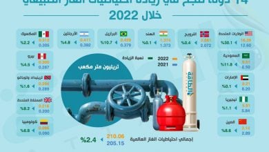 Photo of 14 دولة تزيد احتياطيات الغاز عالميًا في 2022.. دولتان عربيتان بالقائمة (إنفوغرافيك)