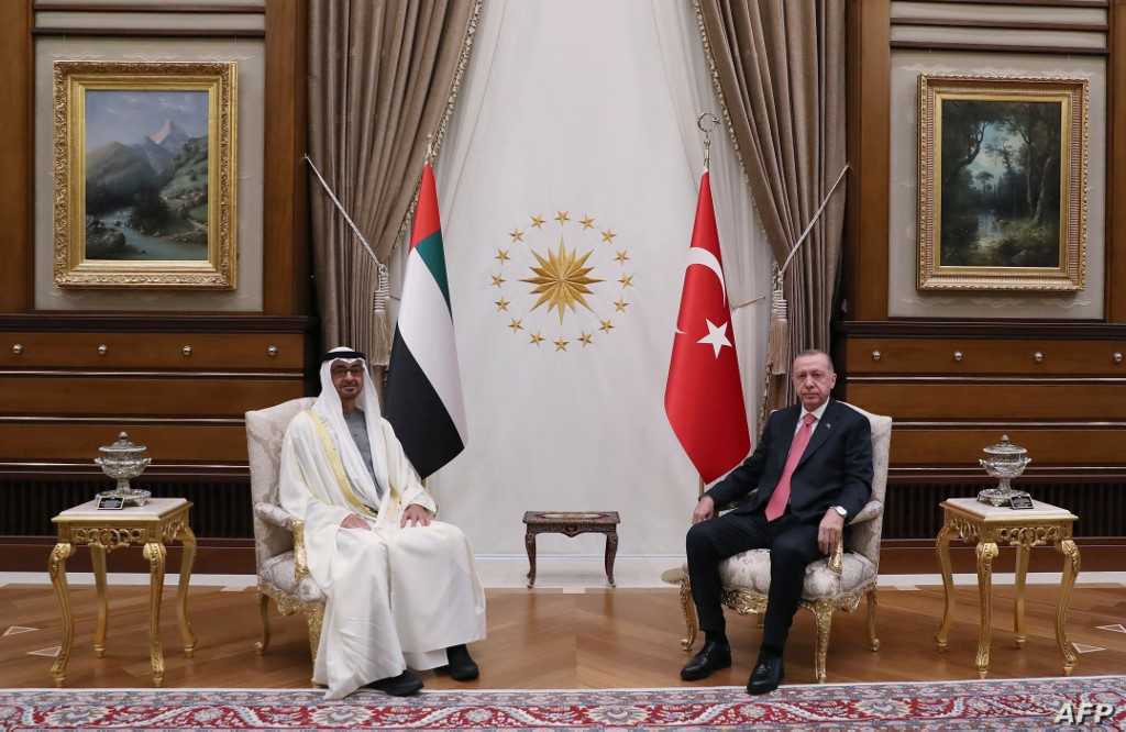 الرئيس التركي خلال استقباله محمد بن زايد 