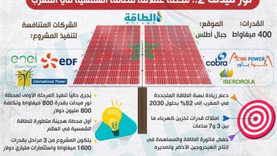 Photo of محطة نور ميدلت 2 للطاقة الشمسية.. بوابة المغرب لتخزين الكهرباء (إنفوغرافيك)