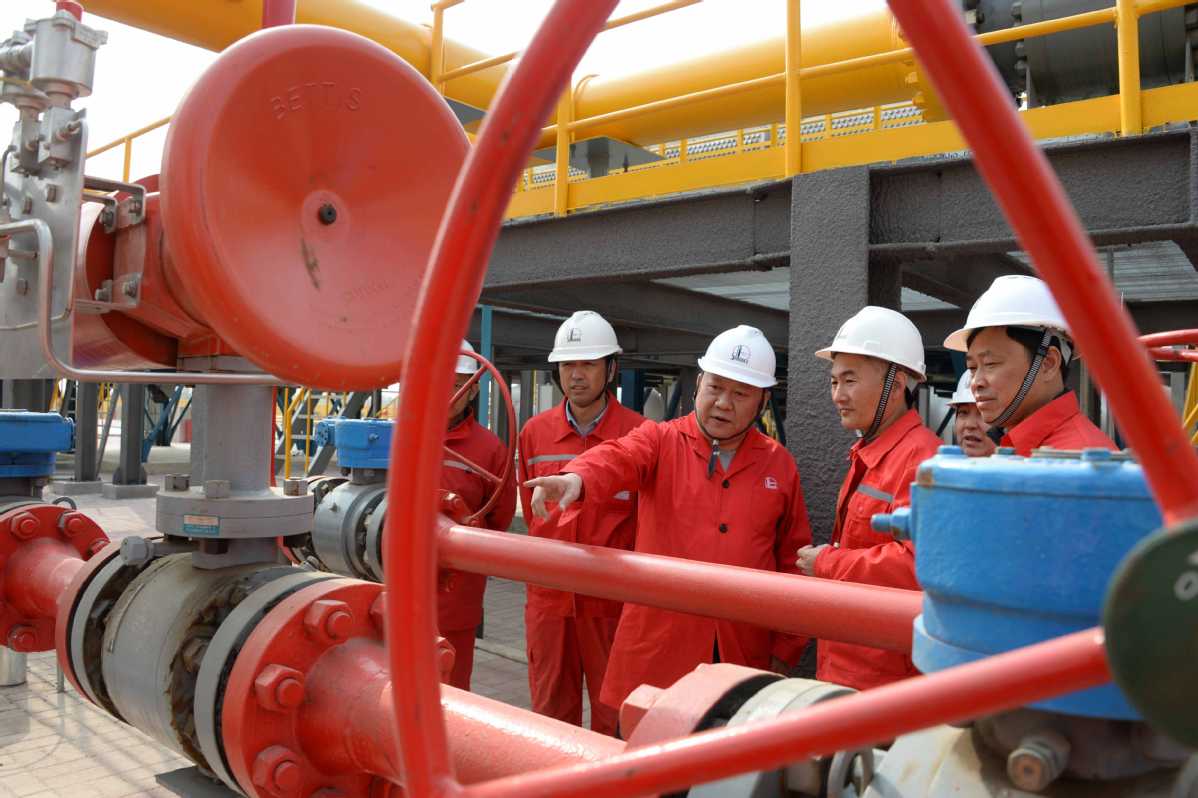 مسؤولون في زيارة لمحطات الغاز في الصين