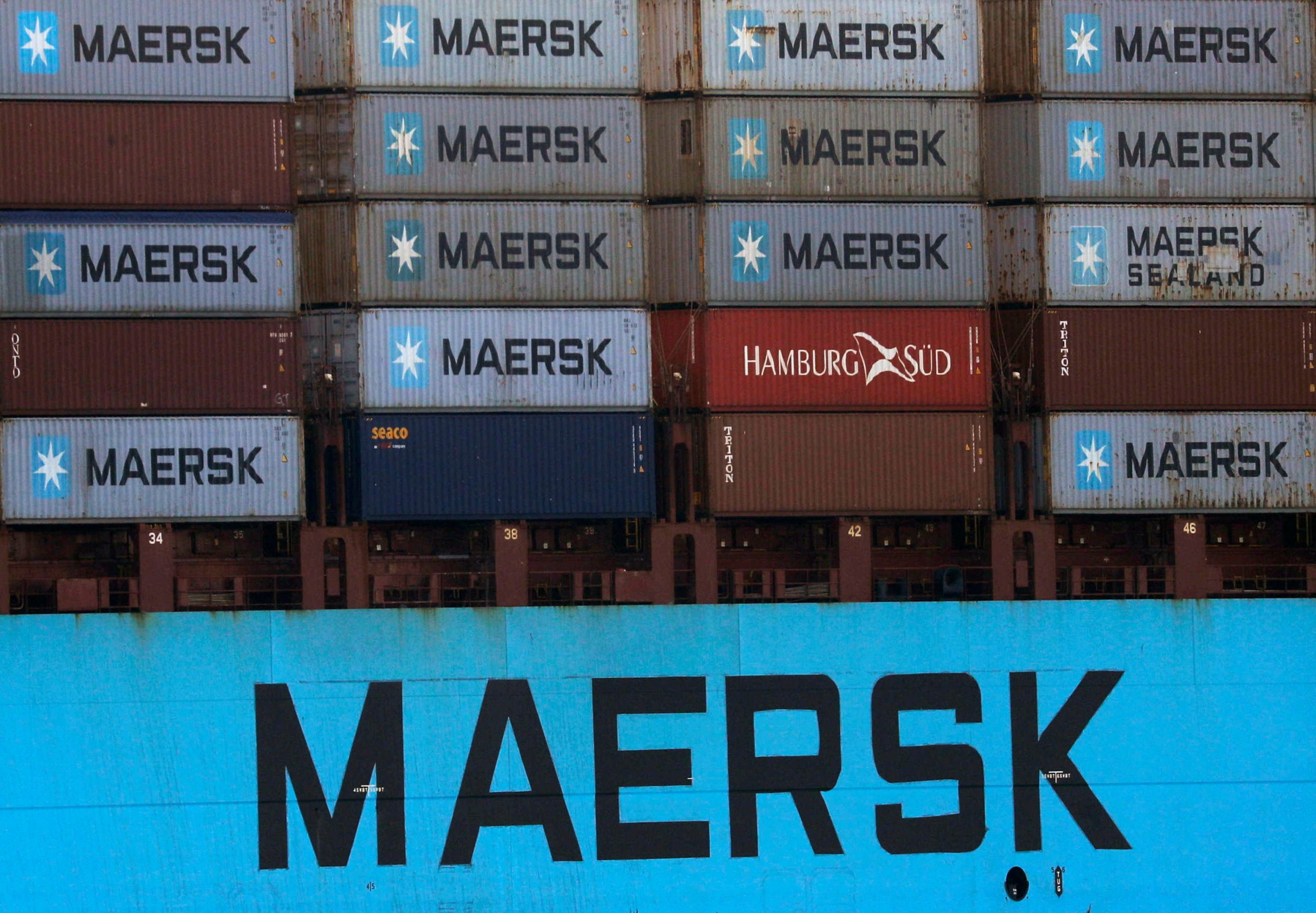 شعار شركة ميرسك على إحدى السفن