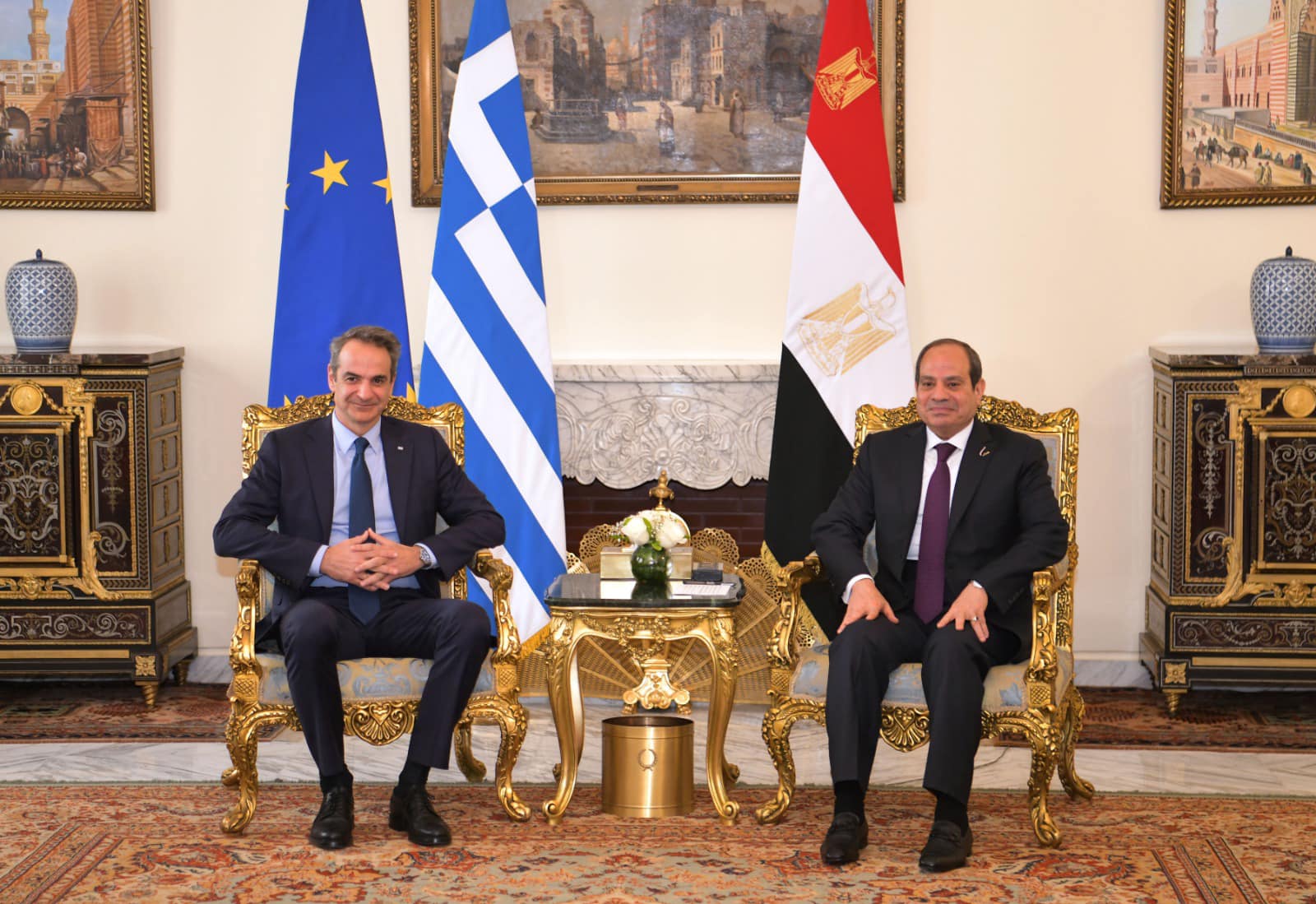 جانب من لقاء السيسي مع ضيوف القمة المصرية الأوروبية 