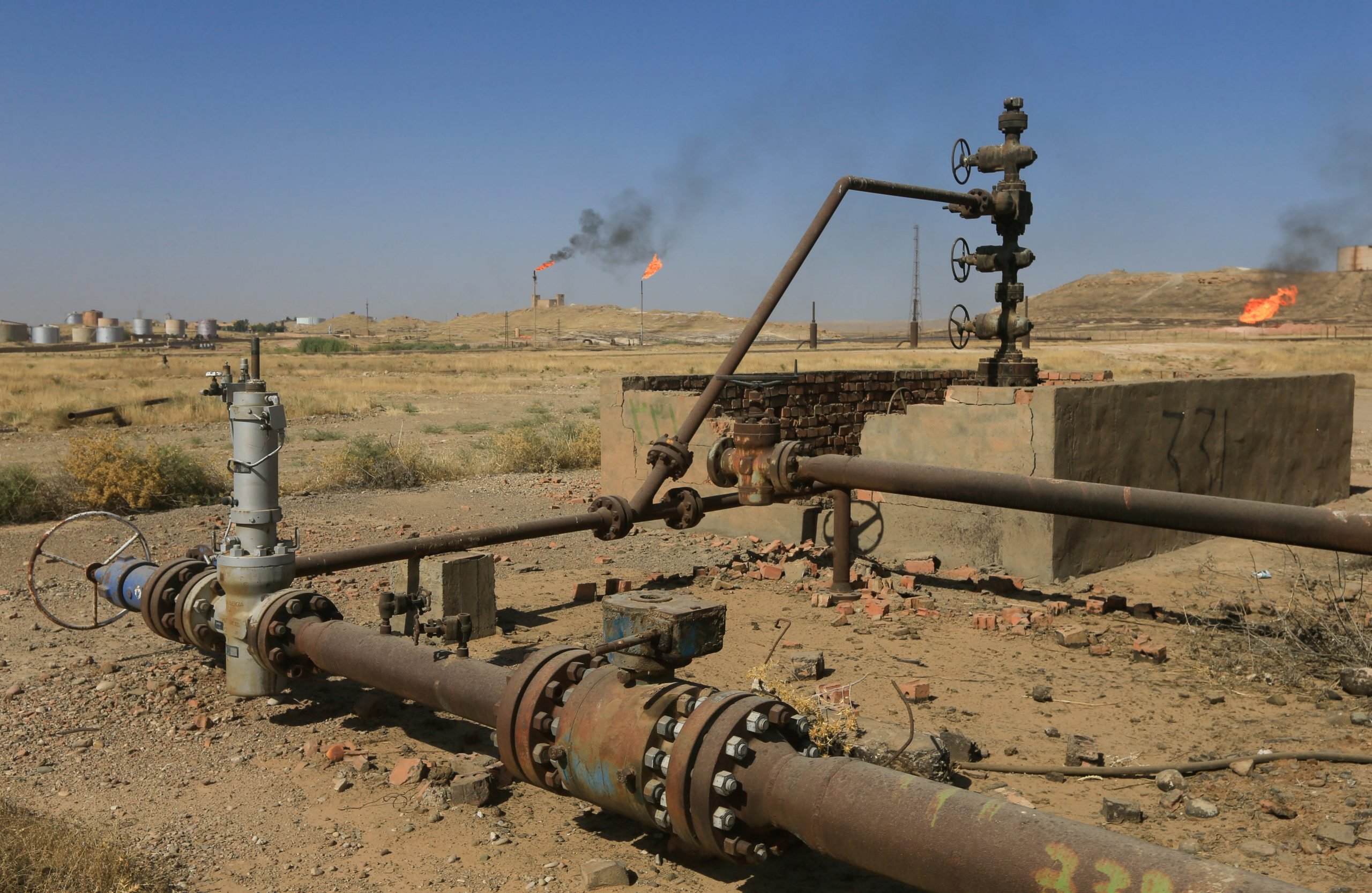 مضخة في أحد حقول النفط في كردستان العراق