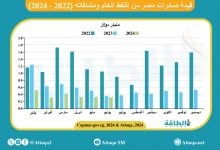 Photo of قيمة صادرات مصر النفطية تنخفض 1.77 مليار دولار في 6 أشهر (رسم بياني)