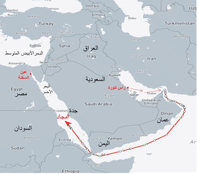 موقع ناقلة النفط السعودية أمجاد