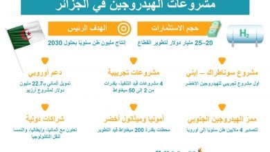 Photo of مشروعات الهيدروجين في الجزائر.. خطط طموحة لإنتاج مليون طن سنويًا (مسح)