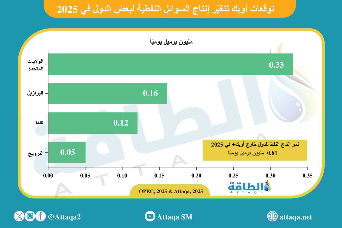 توقعات إنتاج السوائل النفطية في 2025