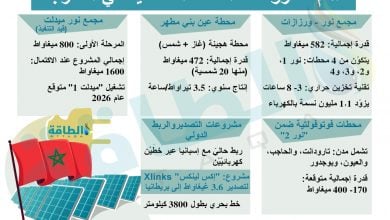 Photo of أهم 3 مشروعات طاقة شمسية في المغرب.. تفاصيل القدرات والتقنيات (إنفوغرافيك)