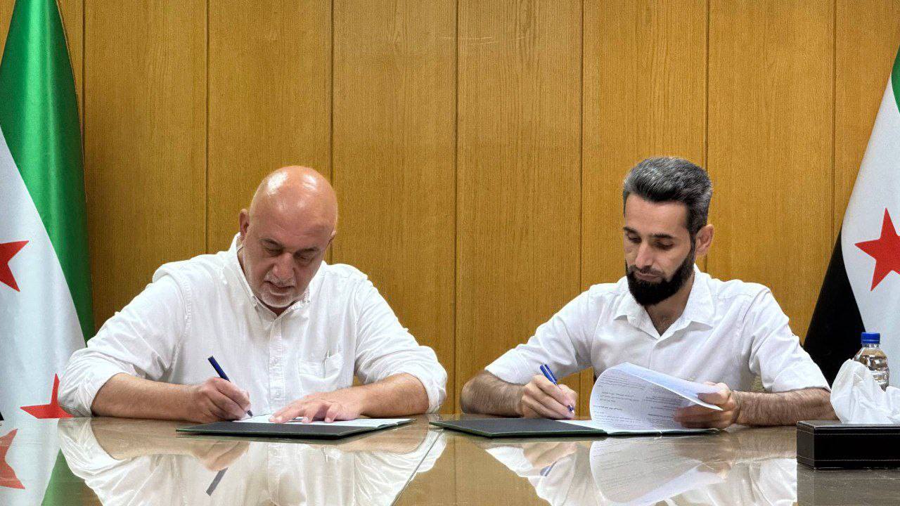من مراسم توقيع مذكرة تنفيذ محطتين للطاقة الشمسية في سوريا