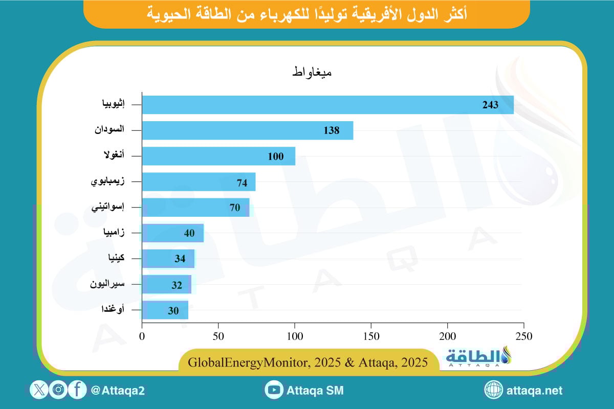أكثر الدول الأفريقية توليدًا للكهرباء من الطاقة الحيوية