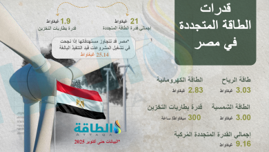 Photo of قدرات الطاقة المتجددة في مصر.. أبرز الأرقام الحالية والمستهدفة (إنفوغرافيك)