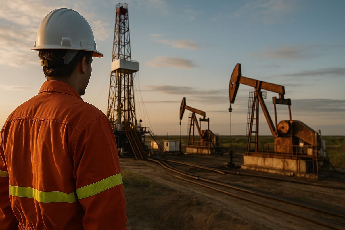 عامل داخل حقل نفط 