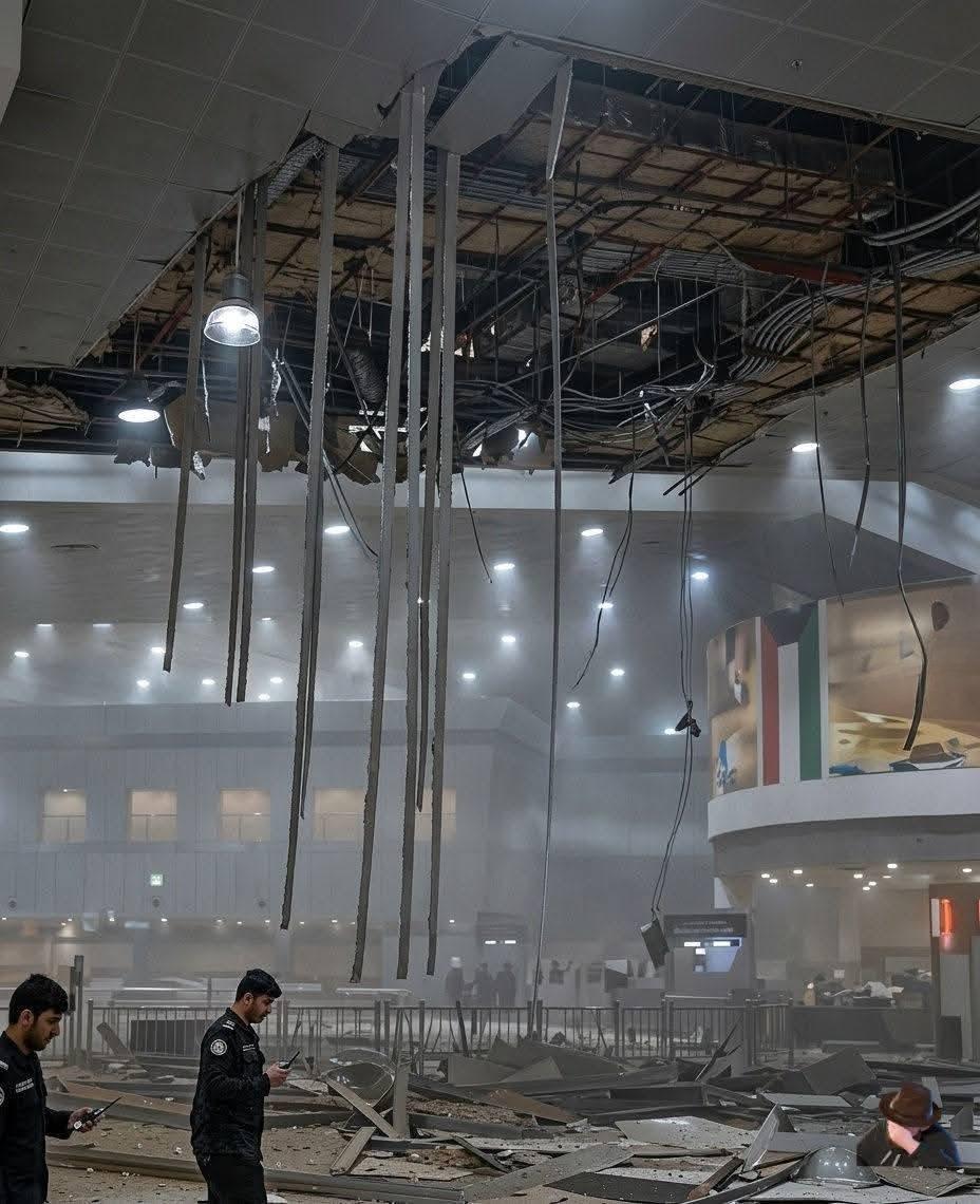 خزانات وقود مطار الكويت بعد إخماد الحرائق بها