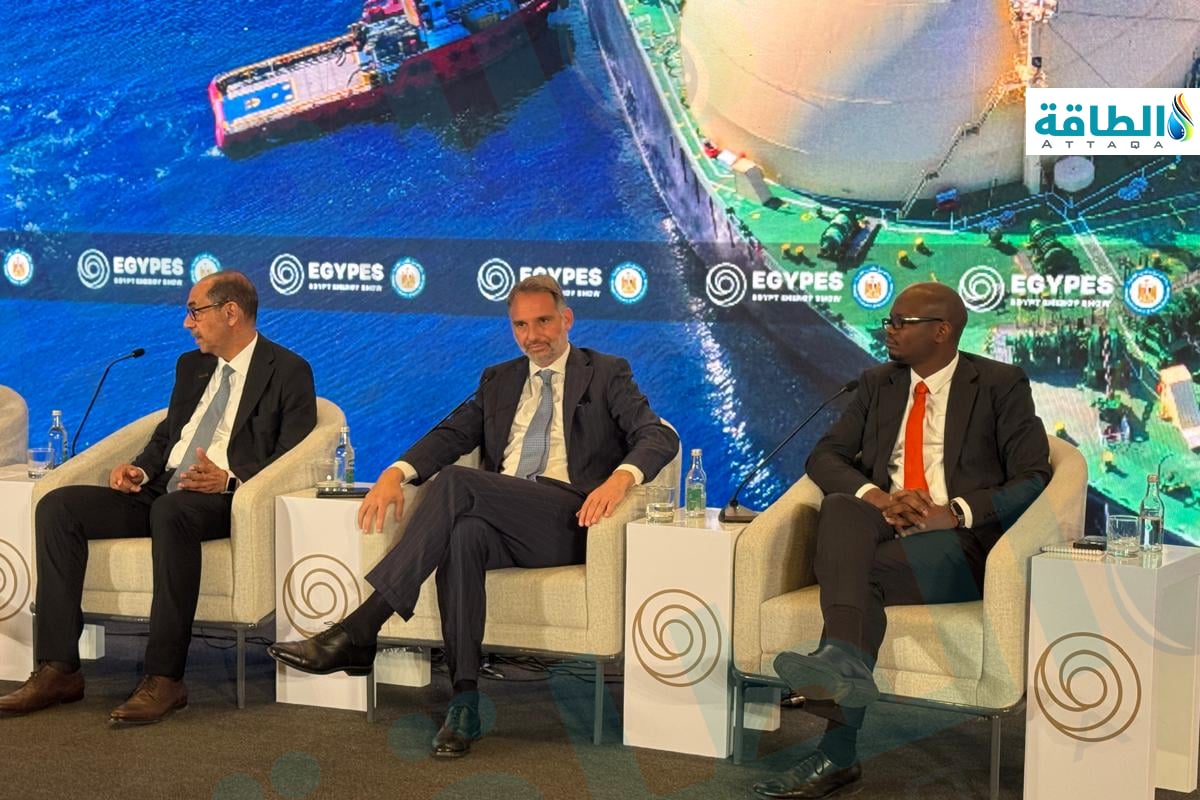 مسؤول برنامج أبحاث النفط والغاز بمفوضية الطاقة الأفريقية فيليكس بوب أوسيتي خلال مشاركتة في مؤتمر "إيجبس 2026"