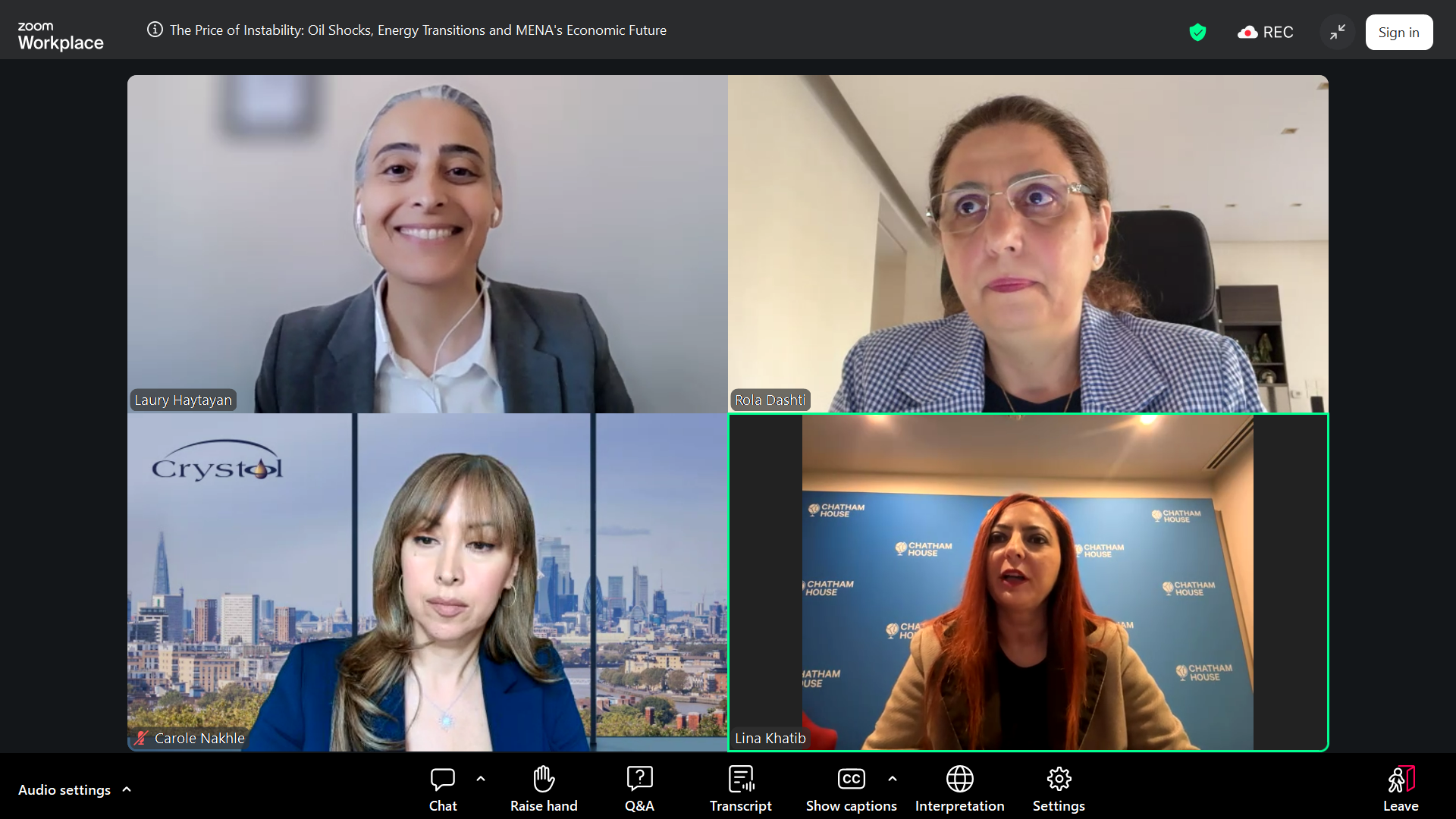 جانب من ندوة افتراضية حول تأثير النزاع الحالي على أمن الطاقة في الخليج