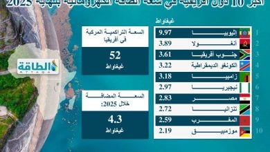 Photo of أكبر 10 دول أفريقية في سعة الطاقة الكهرومائية خلال 2025 (إنفوغرافيك)
