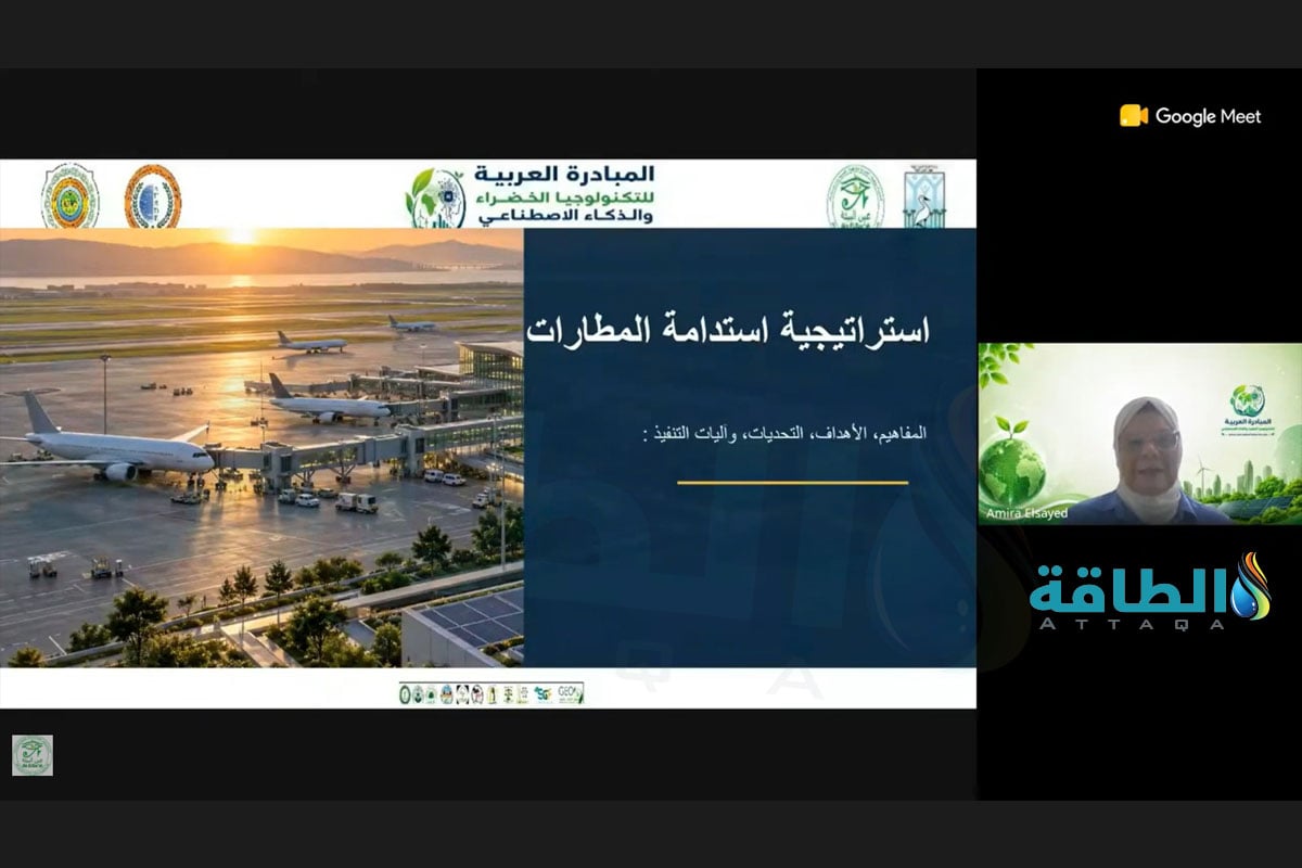 جانب من فعاليات ندوة افتراضية حول إستراتيجية استدامة المطارات