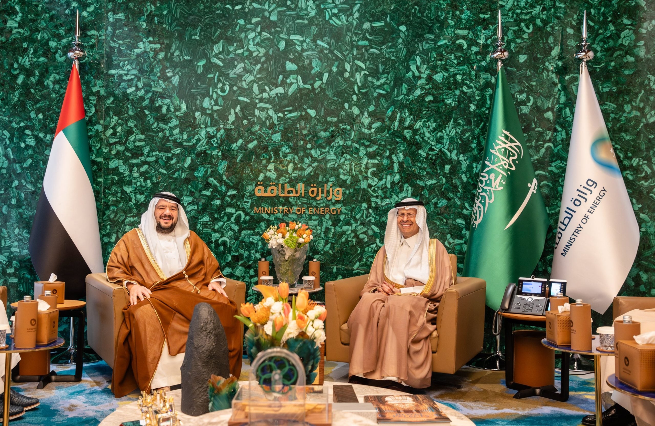 من مراسم توقيع مذكرة تفاهم حول الربط الكهربائي بين السعودية والإمارات