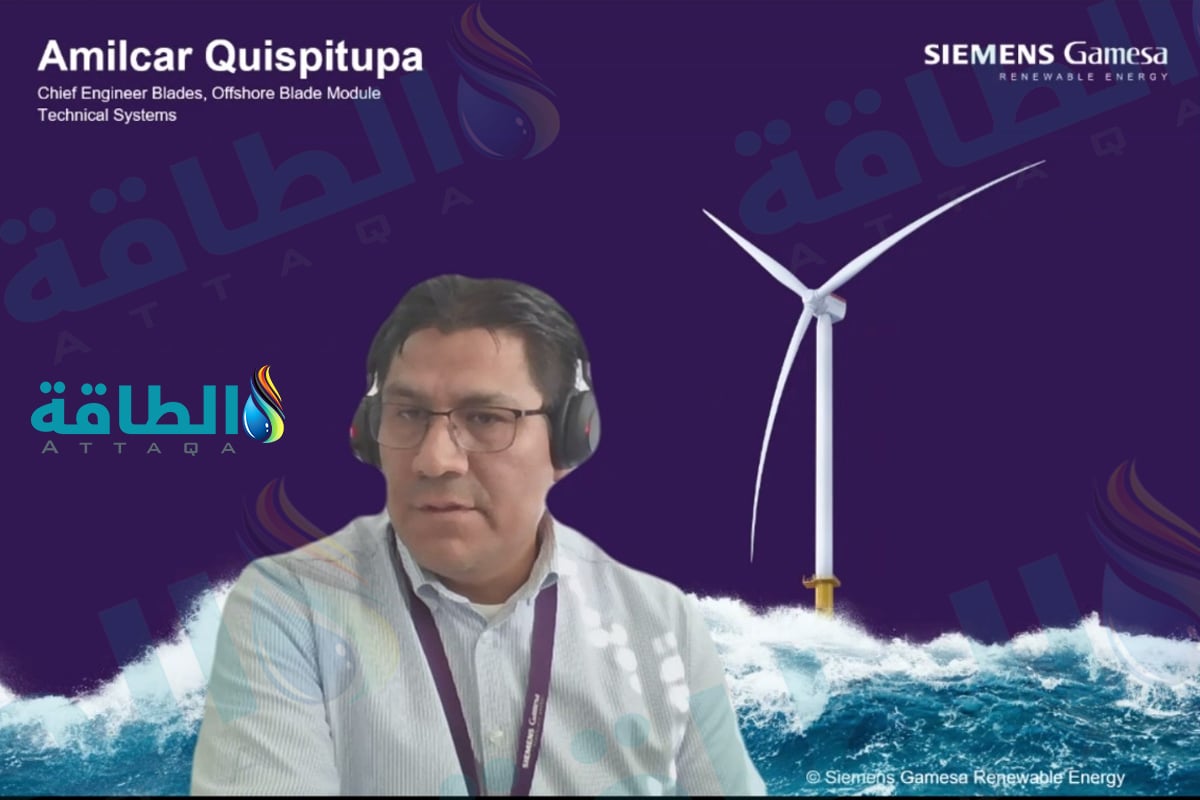 المتخصص في توربينات الرياح البحرية أميلكار كويزيتيوبا خلال ندوة افتراضية حول تحديات تصنيع الشفرات