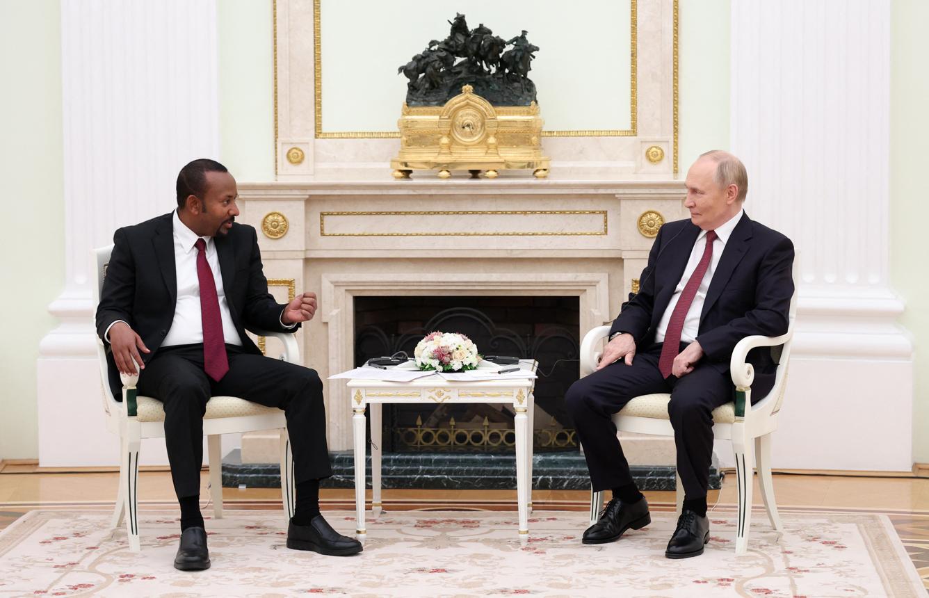 جانب من مباحثات الرئيس الروسي مع رئيس وزراء أثيوبيا